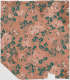 Wallpaper fragment with repeating white flowers and green leaves set against a pink background.