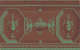 Decorative duotone maroon-teal pattern featuring a symmetrical arrangement of  urns and floral motifs, bordered by geometric shapes. The items appear three-dimensional despite being a flat wallpaper.