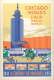 An illustration of a blue futuristic tower, folding orange structures, and yellow sky, displaying the words: “Chicago World’s Fair May 27th Nov. 1st” and “1833 A Century of Progress 1933.”
