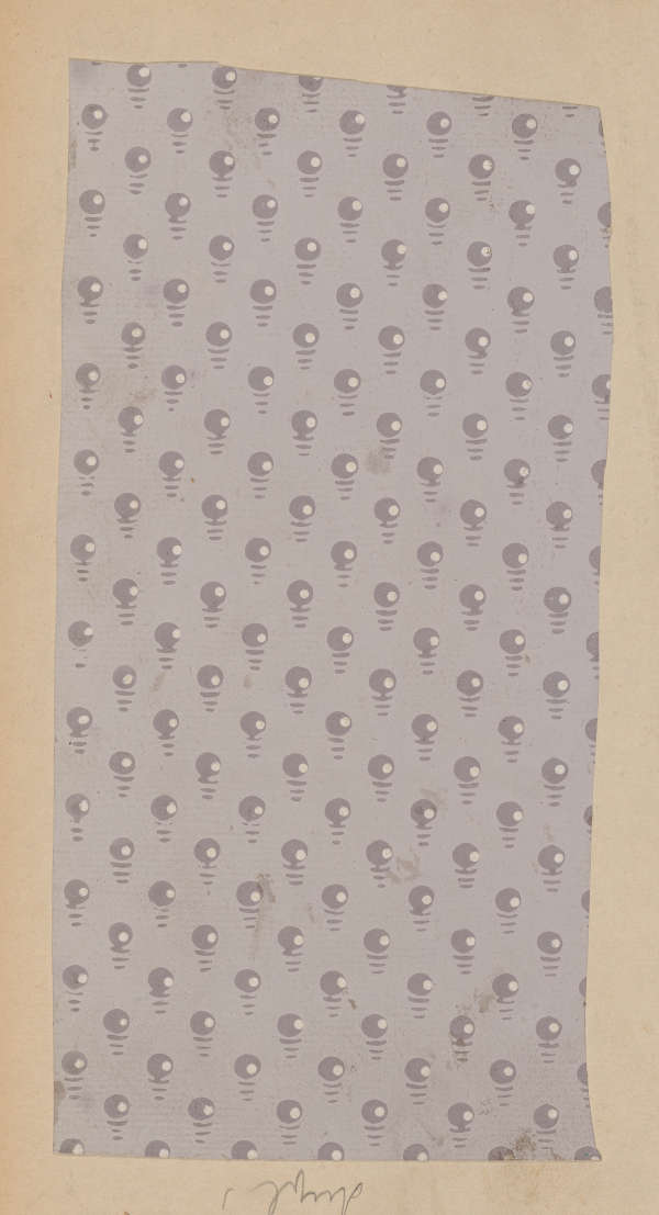 Faded, light purple rectangle with a circular pattern.