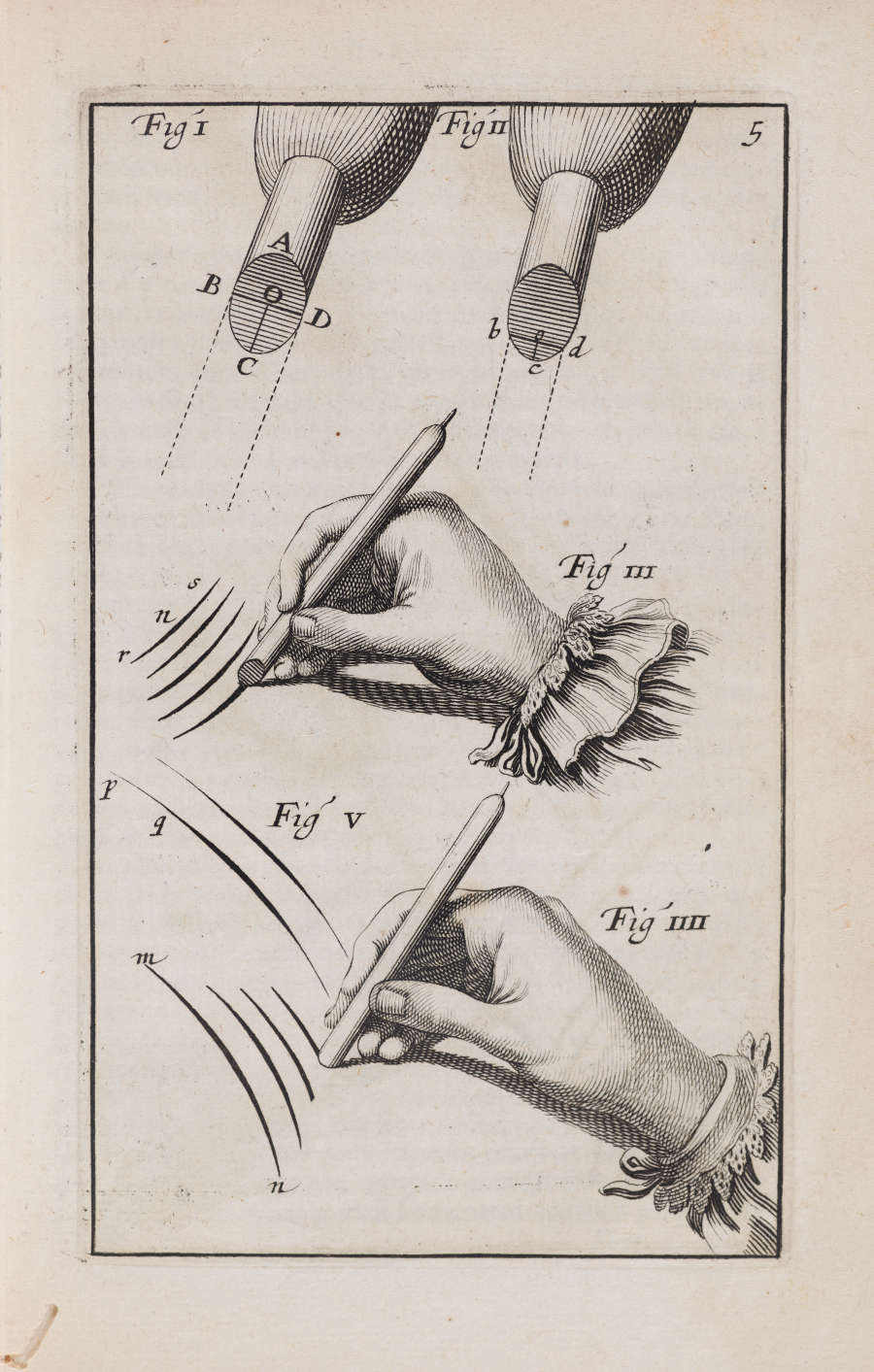 An illustration of two hands demonstrating engaging motions, one angled upwards, and the other downwards, each holding a tool marking directional lines in labeled diagrams. 