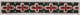 Black horizontal strip featuring a repeating pattern of red and white four petalled flowers with black accents flanked by green dots.
