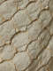 Cream colored fabric stitched with an overlapping pattern resembling gold netting.